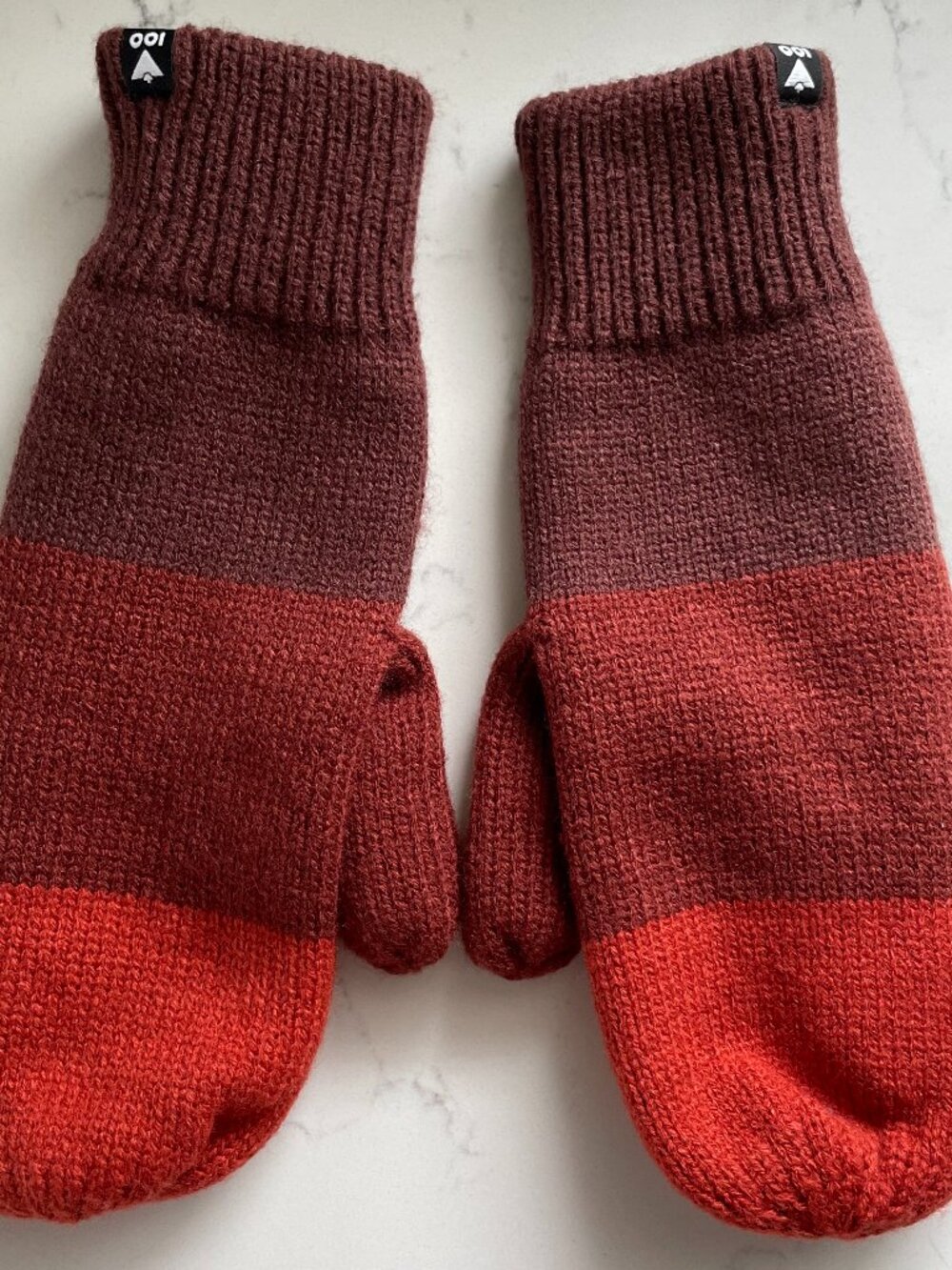 CTR 100 Outdoor Cozy Colorblock Knit Acrylic Striped Mittens Brown Orange OS